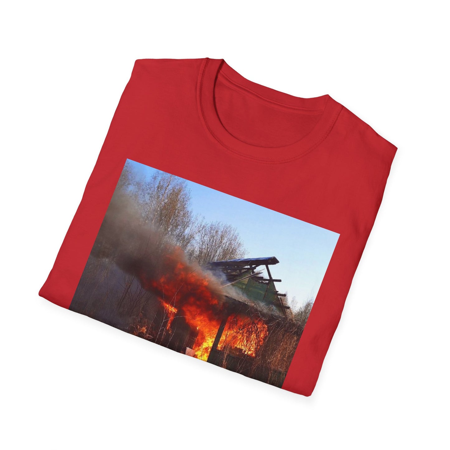 Artistic Fire Scene Unisex T-Shirt, Graphic Tee, Casual Wear, Gift for Firefighters, Summer Style, Men's & Women's Fashion