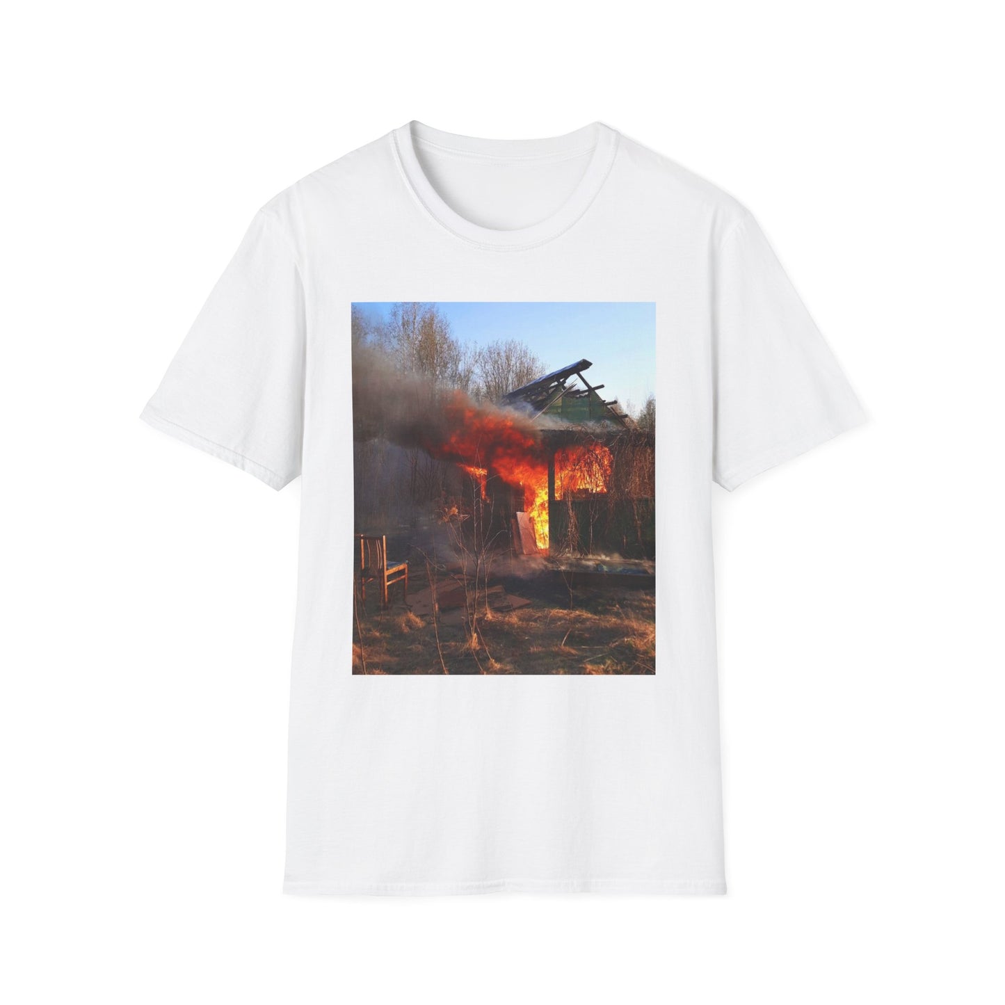 Artistic Fire Scene Unisex T-Shirt, Graphic Tee, Casual Wear, Gift for Firefighters, Summer Style, Men's & Women's Fashion