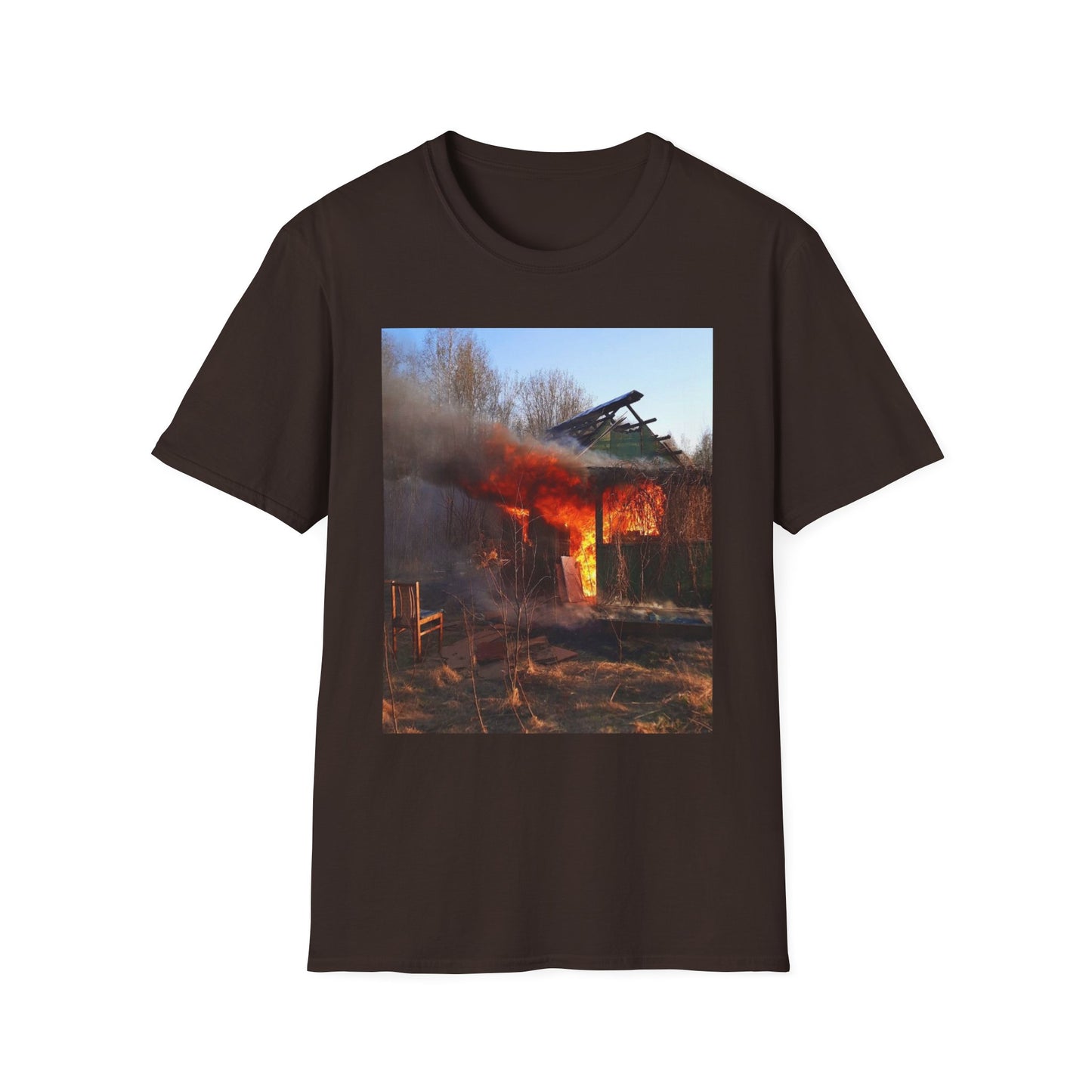 Artistic Fire Scene Unisex T-Shirt, Graphic Tee, Casual Wear, Gift for Firefighters, Summer Style, Men's & Women's Fashion