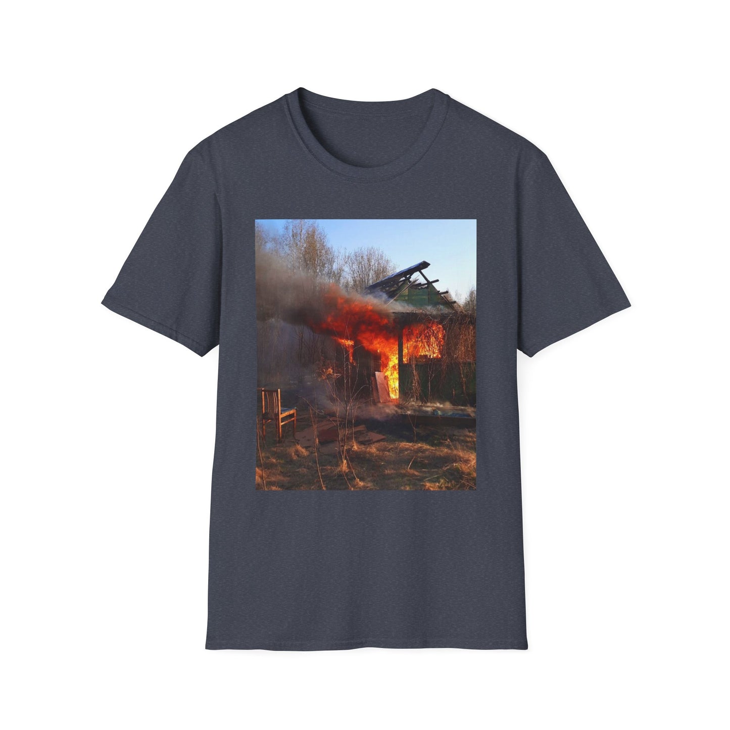 Artistic Fire Scene Unisex T-Shirt, Graphic Tee, Casual Wear, Gift for Firefighters, Summer Style, Men's & Women's Fashion