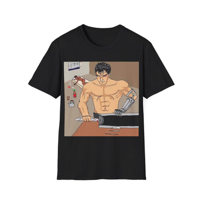 Muscle Man Graphic Tee, Unisex Softstyle T-Shirt, Anime Shirt, Casual Wear, Gift for Him, Gym Enthusiast Tee