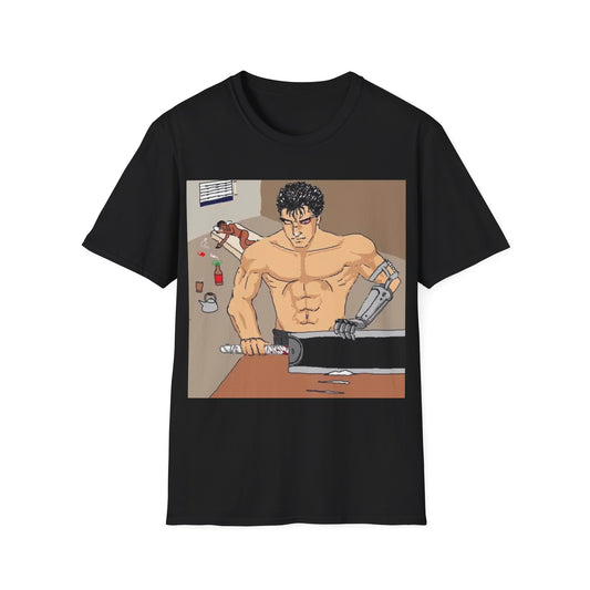 Muscle Man Graphic Tee, Unisex Softstyle T-Shirt, Anime Shirt, Casual Wear, Gift for Him, Gym Enthusiast Tee
