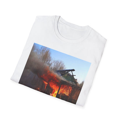 Artistic Fire Scene Unisex T-Shirt, Graphic Tee, Casual Wear, Gift for Firefighters, Summer Style, Men's & Women's Fashion