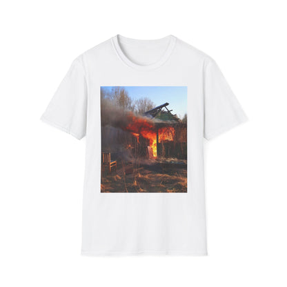 Artistic Fire Scene Unisex T-Shirt, Graphic Tee, Casual Wear, Gift for Firefighters, Summer Style, Men's & Women's Fashion