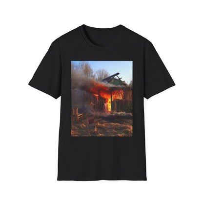 Artistic Fire Scene Unisex T-Shirt, Graphic Tee, Casual Wear, Gift for Firefighters, Summer Style, Men's & Women's Fashion