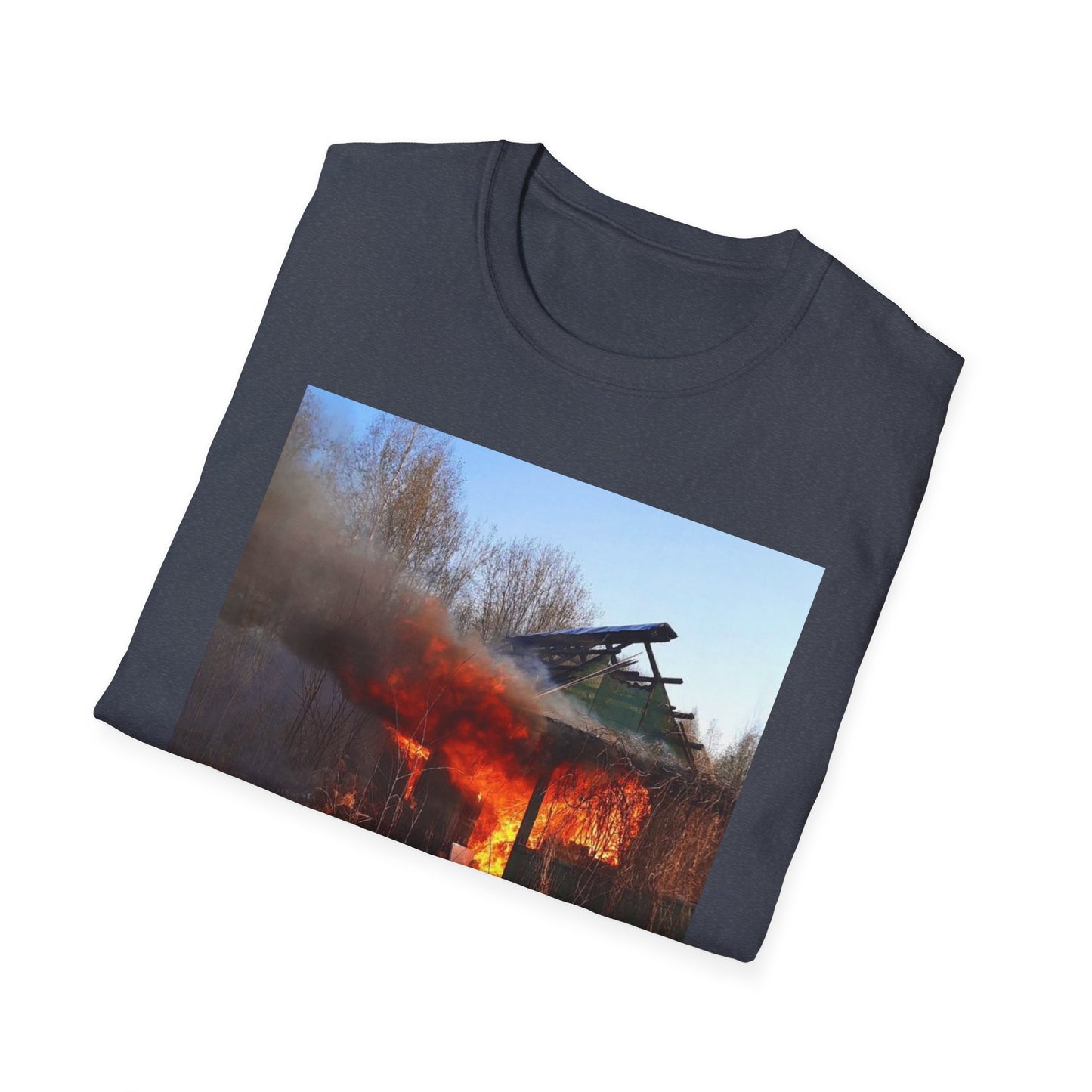 Artistic Fire Scene Unisex T-Shirt, Graphic Tee, Casual Wear, Gift for Firefighters, Summer Style, Men's & Women's Fashion