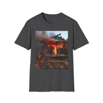 Unisex Softstyle T-Shirt - Vintage Fire Scene, Casual Wear, Outdoor Events, Gift for Fire Enthusiasts, Unique Art Tee, Festival Fashion