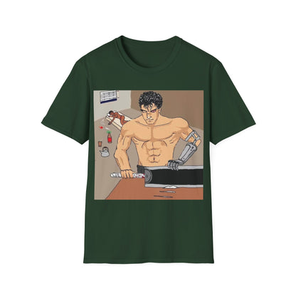 Muscle Man Graphic Tee, Unisex Softstyle T-Shirt, Anime Shirt, Casual Wear, Gift for Him, Gym Enthusiast Tee