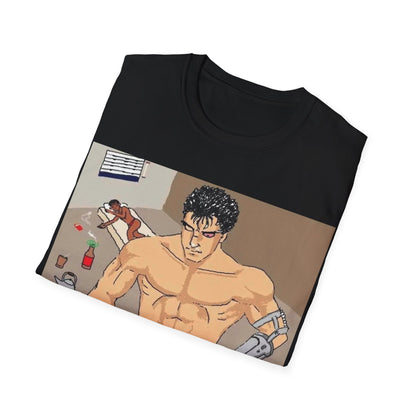 Muscle Man Graphic Tee, Unisex Softstyle T-Shirt, Anime Shirt, Casual Wear, Gift for Him, Gym Enthusiast Tee