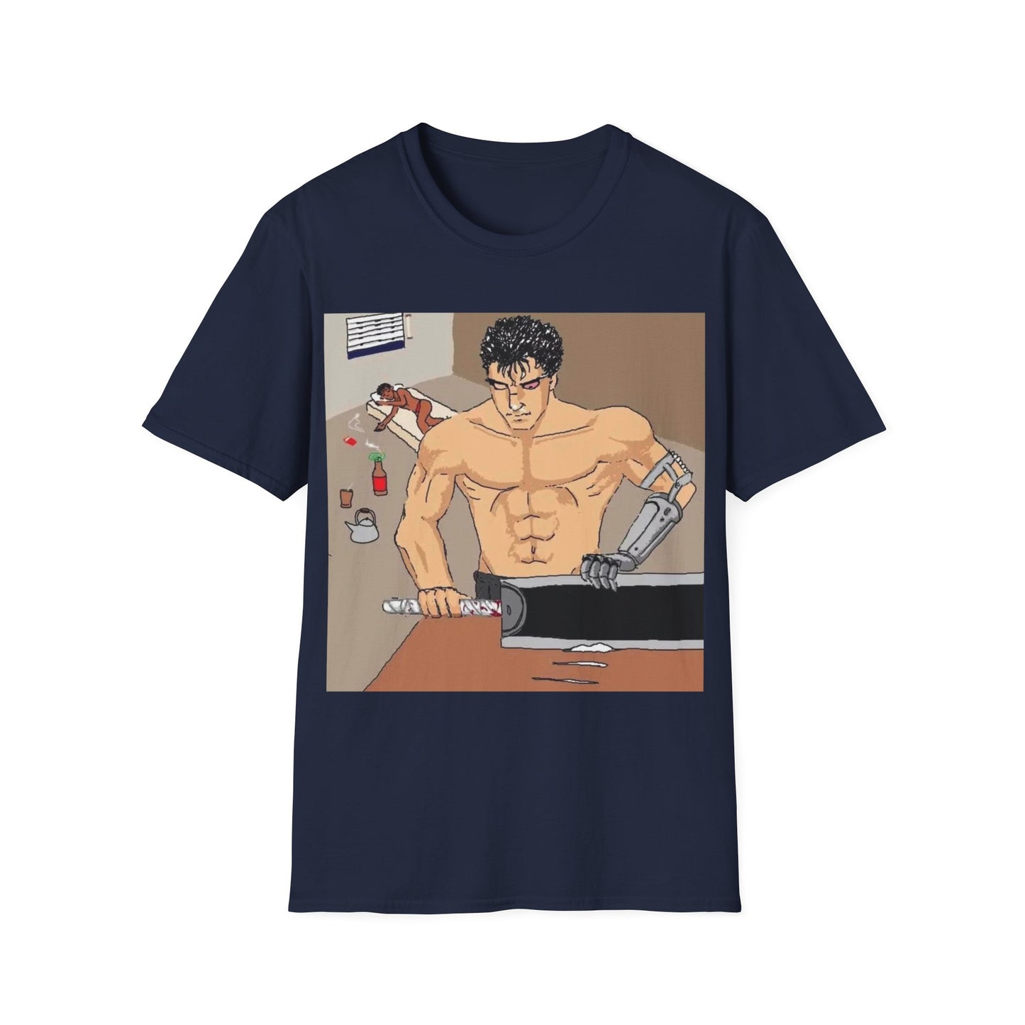 Muscle Man Graphic Tee, Unisex Softstyle T-Shirt, Anime Shirt, Casual Wear, Gift for Him, Gym Enthusiast Tee