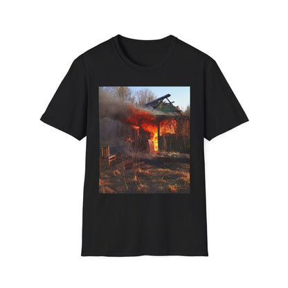 Unisex Softstyle T-Shirt - Vintage Fire Scene, Casual Wear, Outdoor Events, Gift for Fire Enthusiasts, Unique Art Tee, Festival Fashion