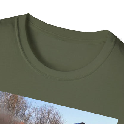 Unisex Softstyle T-Shirt - Vintage Fire Scene, Casual Wear, Outdoor Events, Gift for Fire Enthusiasts, Unique Art Tee, Festival Fashion