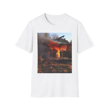 Unisex Softstyle T-Shirt - Vintage Fire Scene, Casual Wear, Outdoor Events, Gift for Fire Enthusiasts, Unique Art Tee, Festival Fashion