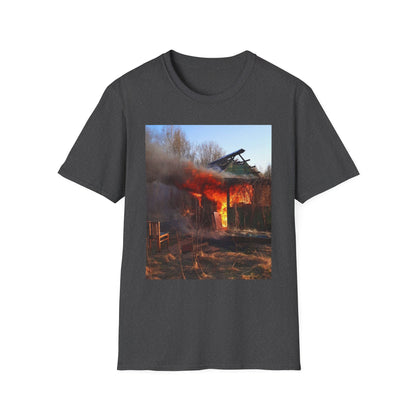 Artistic Fire Scene Unisex T-Shirt, Graphic Tee, Casual Wear, Gift for Firefighters, Summer Style, Men's & Women's Fashion