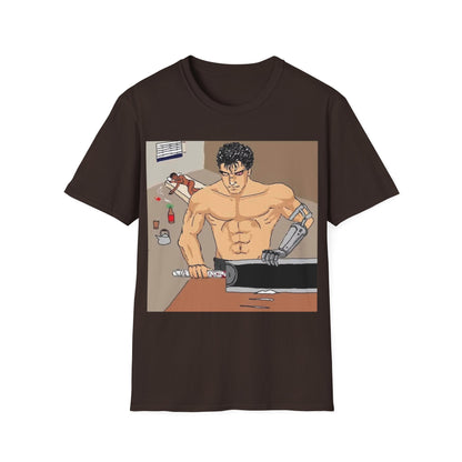 Muscle Man Graphic Tee, Unisex Softstyle T-Shirt, Anime Shirt, Casual Wear, Gift for Him, Gym Enthusiast Tee