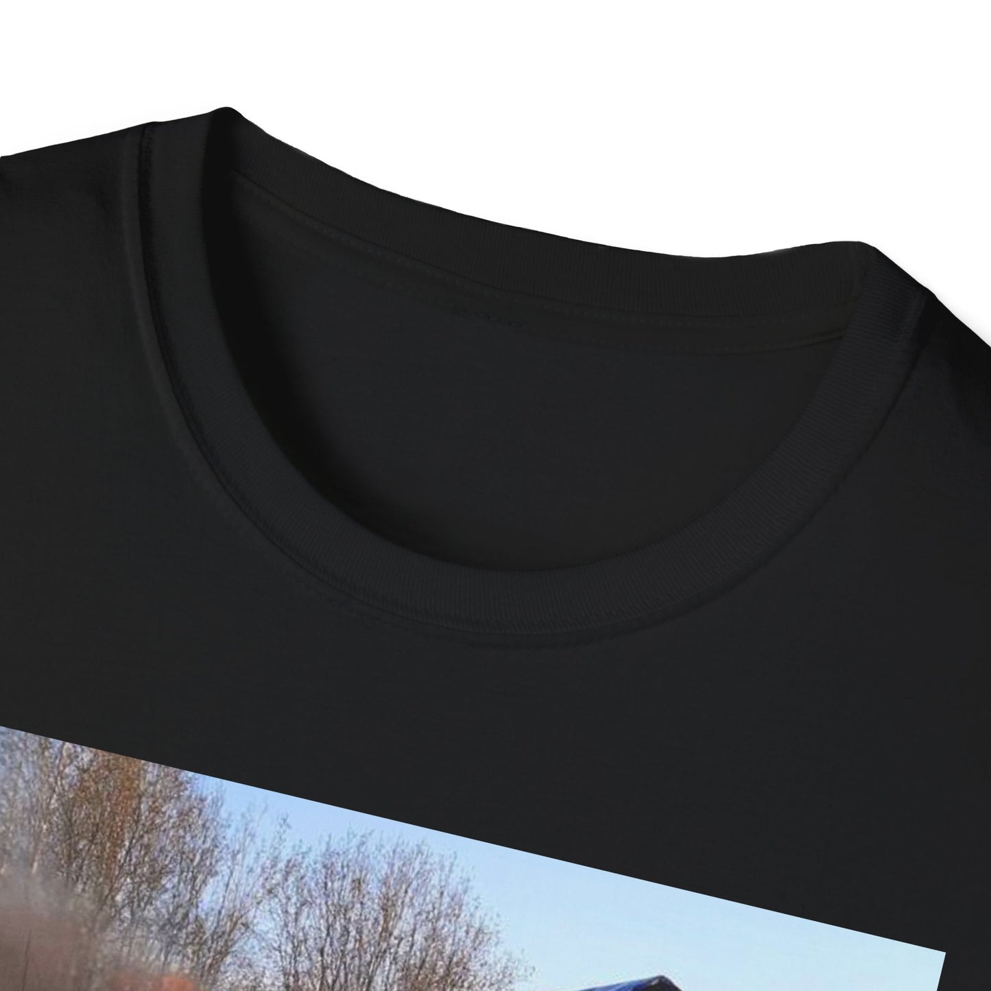 Unisex Softstyle T-Shirt - Vintage Fire Scene, Casual Wear, Outdoor Events, Gift for Fire Enthusiasts, Unique Art Tee, Festival Fashion