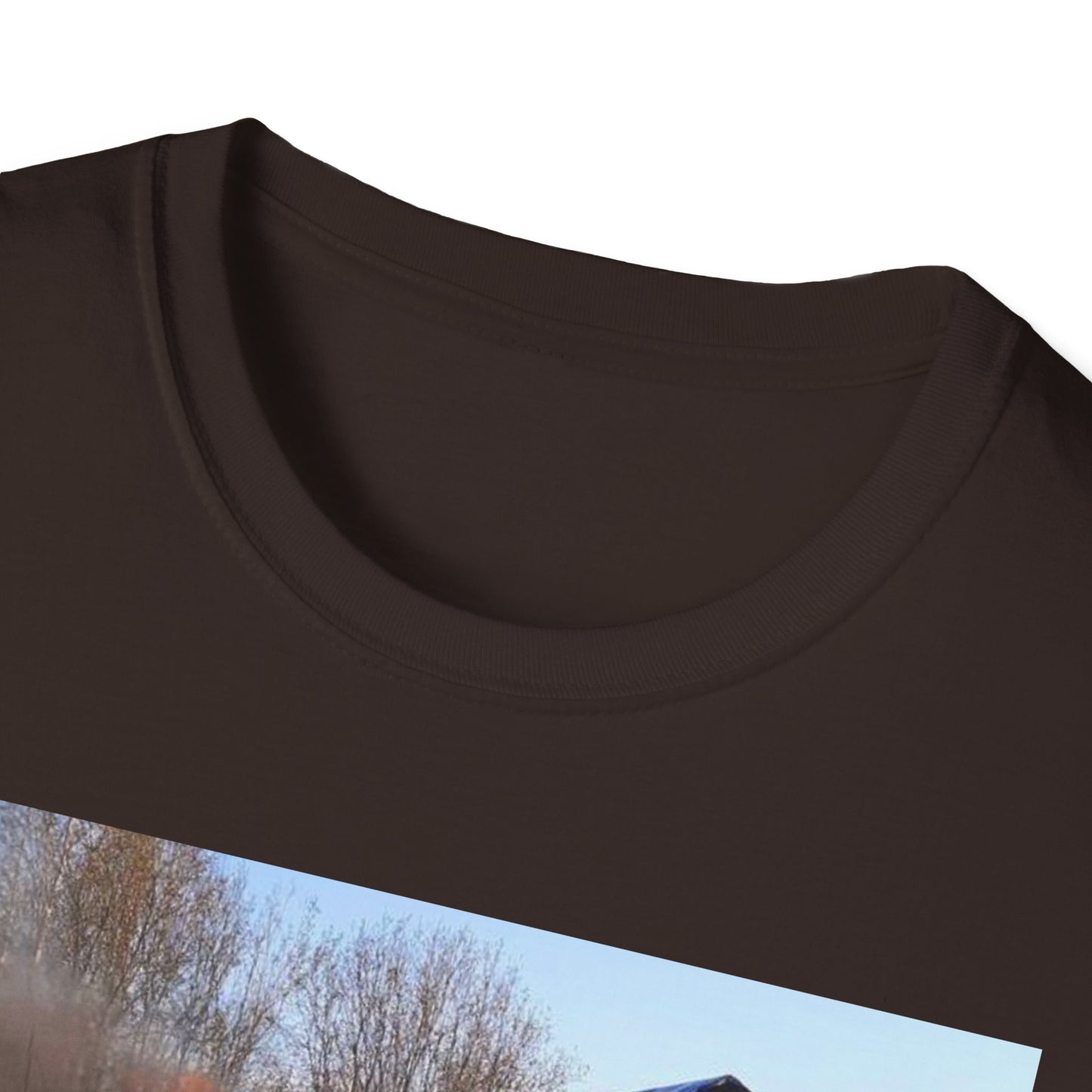 Unisex Softstyle T-Shirt - Vintage Fire Scene, Casual Wear, Outdoor Events, Gift for Fire Enthusiasts, Unique Art Tee, Festival Fashion