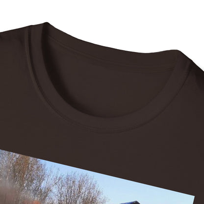 Unisex Softstyle T-Shirt - Vintage Fire Scene, Casual Wear, Outdoor Events, Gift for Fire Enthusiasts, Unique Art Tee, Festival Fashion