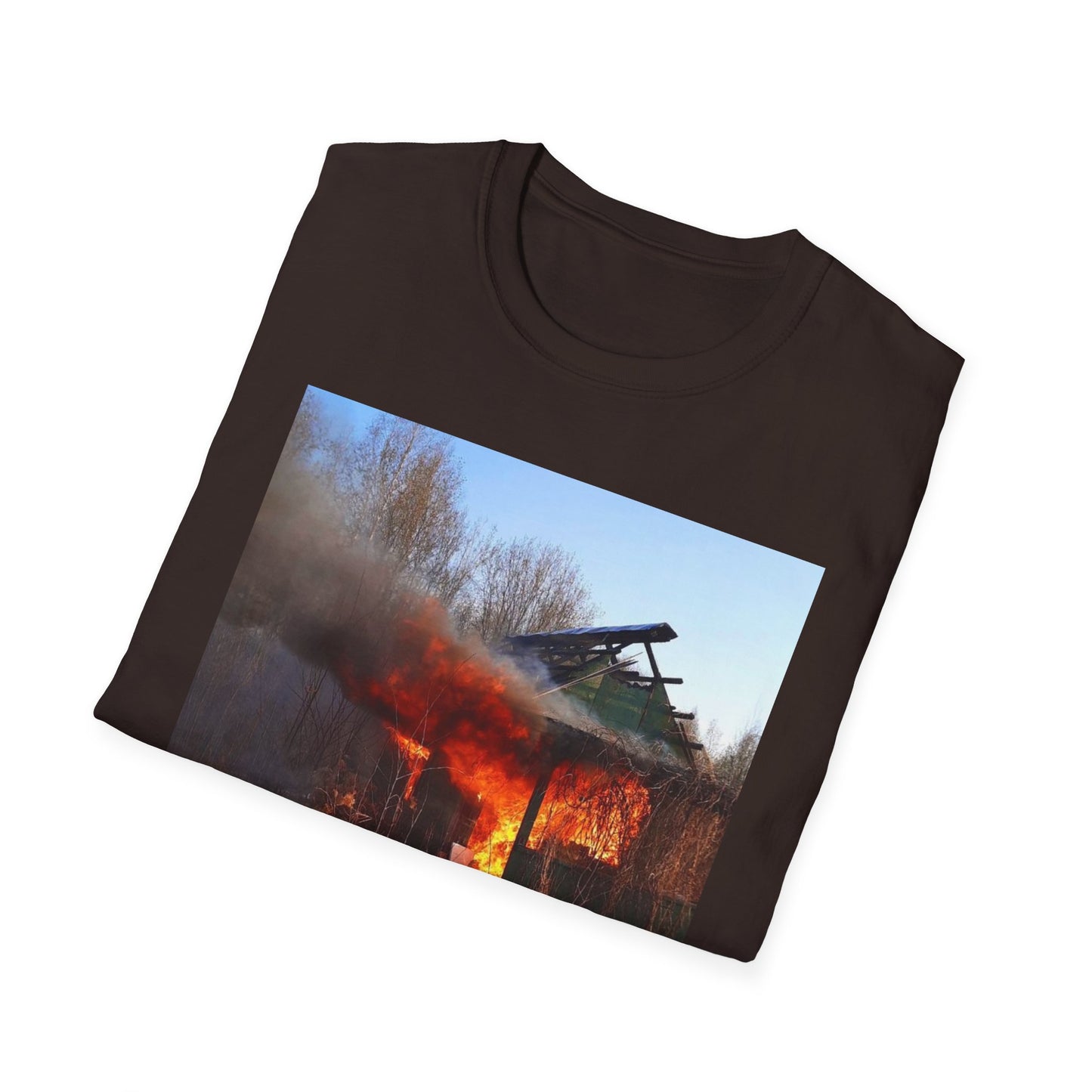 Artistic Fire Scene Unisex T-Shirt, Graphic Tee, Casual Wear, Gift for Firefighters, Summer Style, Men's & Women's Fashion