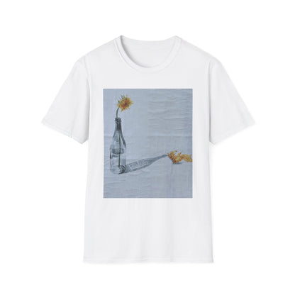 Artistic Floral Bottle T-Shirt for Creative Souls, Casual Wear, Gift for Art Lovers, Summer Fashion, Unique Graphic Tee