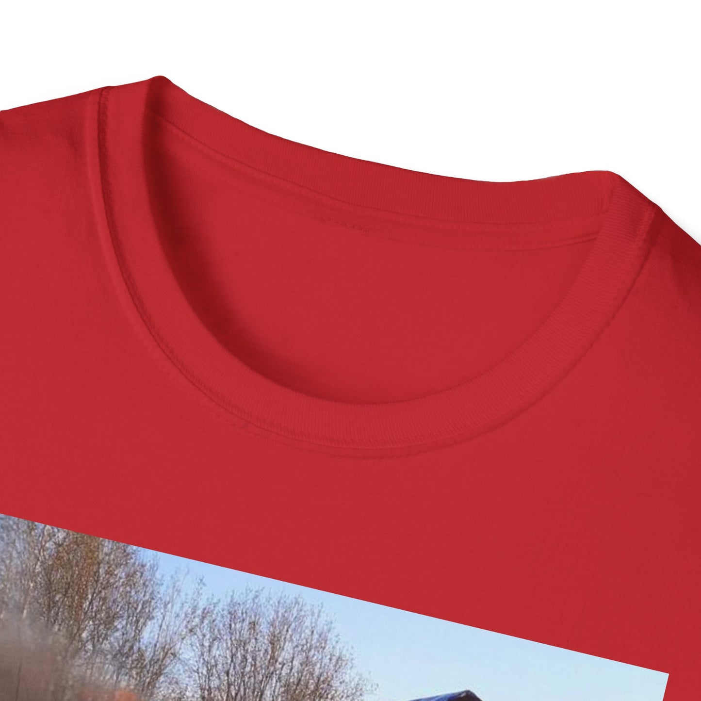 Unisex Softstyle T-Shirt - Vintage Fire Scene, Casual Wear, Outdoor Events, Gift for Fire Enthusiasts, Unique Art Tee, Festival Fashion