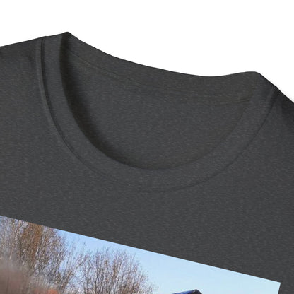 Unisex Softstyle T-Shirt - Vintage Fire Scene, Casual Wear, Outdoor Events, Gift for Fire Enthusiasts, Unique Art Tee, Festival Fashion