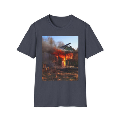 Artistic Fire Scene Unisex T-Shirt, Graphic Tee, Casual Wear, Gift for Firefighters, Summer Style, Men's & Women's Fashion