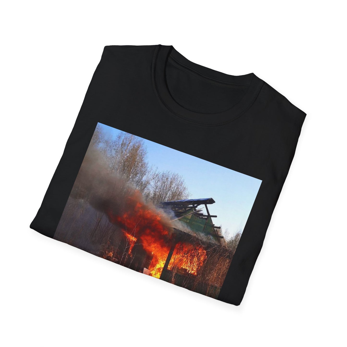 Artistic Fire Scene Unisex T-Shirt, Graphic Tee, Casual Wear, Gift for Firefighters, Summer Style, Men's & Women's Fashion