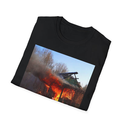 Artistic Fire Scene Unisex T-Shirt, Graphic Tee, Casual Wear, Gift for Firefighters, Summer Style, Men's & Women's Fashion